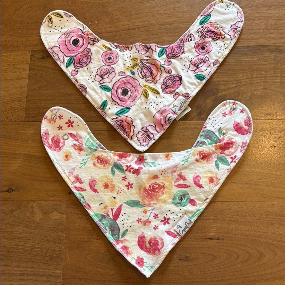 Copper Pearl Floral Baby Bandana Baby 2 Bibs